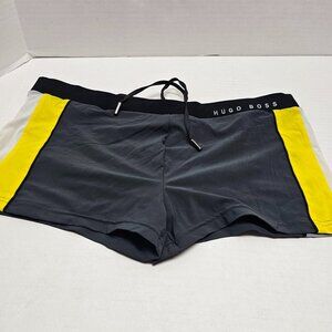 Mens Black Yellow Gray Hugo Boss Swim Trunks Shorts Pants M Medium
